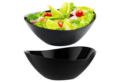 KONZEPT Salatschüssel Salatschüssel, Schwarze Schüssel aus gehärtetem Opalglas, (Servierschüssel für Suppen, Müsli, Salat, Obst, Snack, 2-tlg), ideal als Suppenschüssel oder Servierschüssel