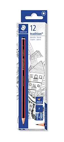 STAEDTLER 110-F VE Bleistift tradition (erhöhte Bruchfestigkeit, Sechskantform, hohe Qualität, 12 Bleistifte tradition im Kartonetui, Härtegrad F)