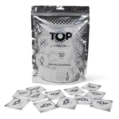 TOP Kondome 100 Stück Packung, Standard, natürlich und gefühlsecht, aus Latex, mit Reservoir, Durchmesser 53 mm, für Männer