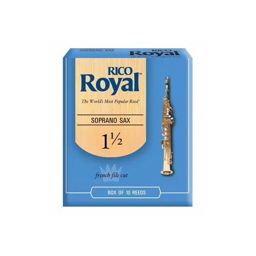 DAddario Woodwinds Royal Soprano Sax 1.5 - Hochwertige Blätter - Blätter für Sopransaxophon, Stärke 1,5, bieten schnelle Ansprache und hohe Flexibilität, ideal für klassische und moderne Musik, 10 Blätter pro Packung.