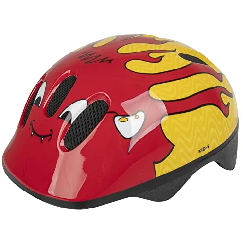 M-Wave Kinder Fahrradhelm Teufelchen, rot/gelb, 52-56 cm, Little Devil