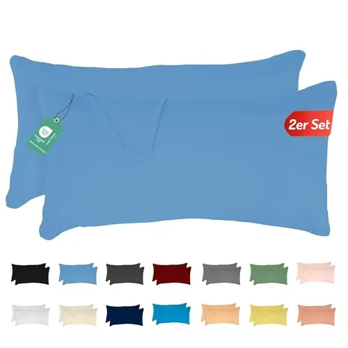 Livessa 2er Set Kissenbezug 50x70 aus%100 Baumwolle Jersey Stoff, Kissenbezüge, 50x70 mit Reißverschluss, Kopfkissenbezug 50x70 cm, Kissenhülle, atmungsaktiv, Oeko-Tex Zertifiziert, Pillow Cover