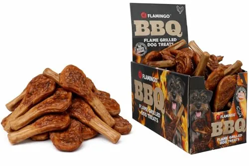 Hundeleckerli - Flamingo BBQ Kotelett mit Huhn L - proteinreich und glutenfrei - Das BBQ Kotelett L mit Huhn bietet hohen Proteingehalt und ist ideal für regelmäßige Belohnungen. Gluten- und getreidefrei, ohne Zuckerzusatz, perfekt für bewusste Hundehalter. 1,9 kg Display für intensiven Kauspaß.