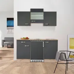 FlexWell Miniküche, Grau, Eiche San Remo, Metall, 1 Schublade(n),1 Schublade(n) Schubladen, einmalig seitenverkehrt montierbar, nur wie online abgebildet bestellbar, 150.5x209x60 cm, Made in Germany, links aufbaubar, rechts aufbaubar, Küchen, Miniküchen