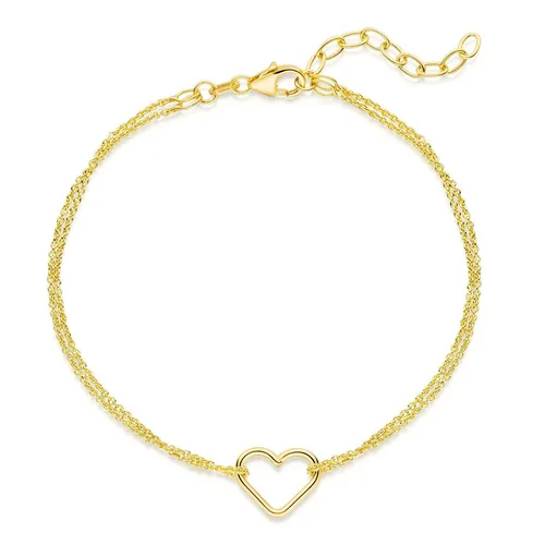 MATERIA Gold Armkette Herz Damen 925 Silber vergoldet - Armband aus 925 Sterlingsilber, verstellbar von 18-23cm, in edler Materia Schmuckbox. Perfekt für besondere Anlässe wie Geburtstage oder Valentinstag.