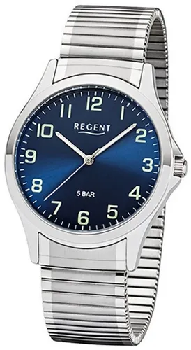 Regent Quarzuhr W-0006 mit Zugband - Elegante Armbanduhr mit silbernem Zugband und weißem Zifferblatt, ideal für jeden Anlass. Quarz-Antrieb sorgt für präzise Zeitmessung.