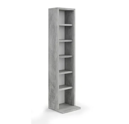 Vicco CD-Regal - Blu-ray Aufbewahrung in Beton-Optik - Bücherregal mit 6 offenen Ablagen, höhenverstellbaren Fachböden und wandmontierbar - ideal für Musikliebhaber und platzsparend.