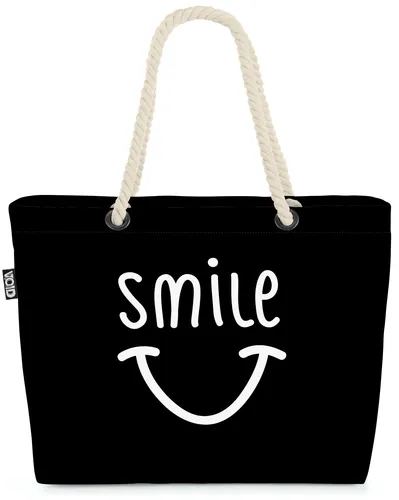 VOID Tasche Smile Cartoon Grafik Schwarz - Stylische Tragetasche mit einzigartiger Cartoon-Grafik, ideal für Strand und Freizeit. Schmutzabweisend und faltbar für einfachen Transport, perfekt für den täglichen Einsatz.