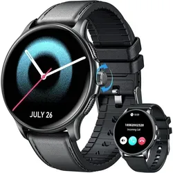Herren Smartwatch mit Telefonfunktion 1.43 Inch AMOLED Touchscreen 120+ Sportmodi Fitness Uhr mit Herzfrequenzmesser Schrittzähler Schlafmonitor IP68 - Schwarz