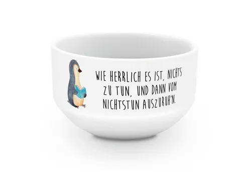Mr. & Mrs. Panda Müslischale Pinguin Buch, Schüssel, Weiß, salatschälchen, reisschale, Schüssel, U, Keramik, (Packung, 1-tlg)