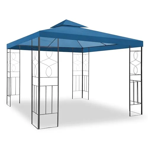 WASSERDICHTER Pavillon Romantika 3x3m - Marineblau - Pavillon 300 x 300 cm mit 100% wasserdichtem Dach, ideal für Feste im Freien. Mit Luftzirkuationsdach für optimalen Schutz und Hitzeabfuhr. Stabiler Aufbau und einfache Montage mit 3-4 Personen.