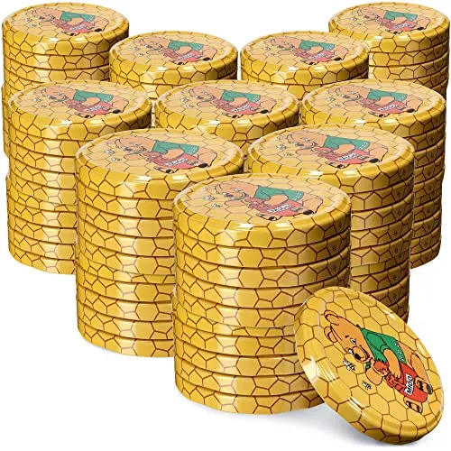 KADAX Schraubdeckel fi82 mm, Twist-Off-Deckel Set aus Metall, Ersatzdeckel für Einmachgläser, Deckel mit 6 Einrastzähnen für Sturzgläser und Einmachgläser (Winnie Puuh, 100 Stück)