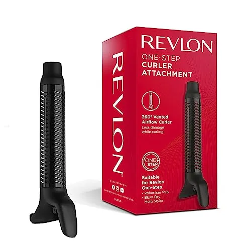 REVLON One-Step Curler Attachment RVDR5335 - Lockenstab-Aufsatz für den One-Step Volumiser Plus, kreiert lockere Locken ohne Hitze und schützt das Haar dank 360° Luftstromöffnungen und dreifacher Keramik-Turmalinbeschichtung.