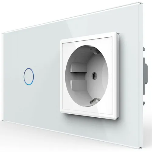 LIVOLO Design Dimmer und Steckdose Glasrahmen Phasenabschnittsdimmer Weiß