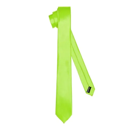 Ladeheid Klassische Herren Krawatte, glänzend, Perfekt für Büro & Festlichkeiten, Vielfältige Farben - Ideal für Geschäftsmeetings, Hochzeiten TMS-6 (150cm x 6cm, Limette)