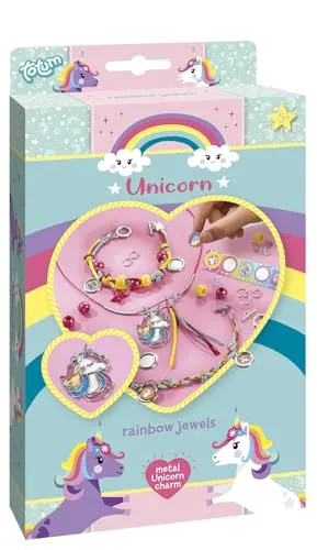Totum 71063 Unicorn Juwelen - Bastle deine eigenen Unicorn Armbänder mit Einhornanhänger aus Metall, Sternanhänger, Perlen und Sticker