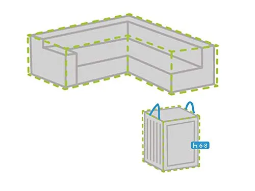 Schutzhüllen Set für L-förmiges Garten Lounge Set 215x215cm - Abdeckhauben für Möbelsets: Strapazierfähige Plane schützt vor Wasser, Sonne und Schmutz. Inklusive Hülle für 6-8 Kissen, ideal für langlebigen Schutz Ihrer Gartenmöbel.