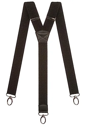 Olata Y Hosenträger mit Karabinerhaken – Frauen- und Herren Hosenträger – 4 cm. Schwarz