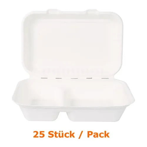 Menüschalen NatureStar BIO Lunchbox 2-geteilt - 100 % kompostierbar, wasser- und ölbeständig, ideal für umweltbewusste Mahlzeiten