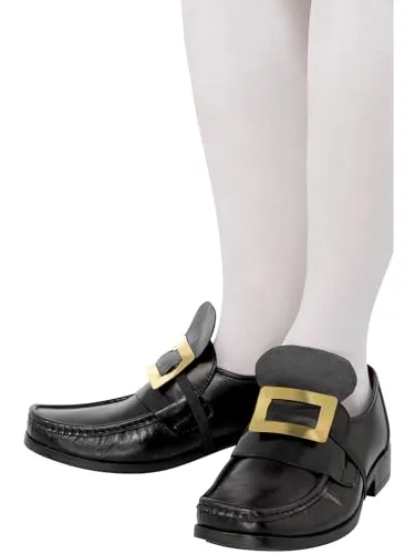 Smiffys Tales of Old England Kollektion, Metall-Schuhschnalle, Gold, mit Gummiband Halloween