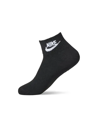 Nike Unisex Essential Knöchelsocken 3 Paar, Schwarz/Weiß, 38-42 EU - Herrensocken mit 1/4 Silhouette und Dri-Fit-Technologie für trockene Haut und hohen Tragekomfort, ideal für Sport und Freizeit.