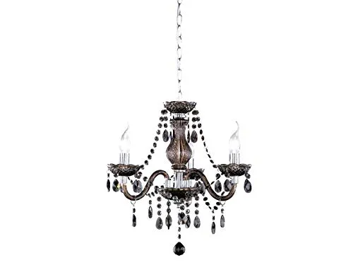 meineWunschleuchte Kronleuchter 3-flammig Ø 46cm mit schwarzem Acryl Kristallbehang