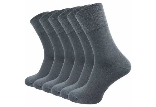 GAWILO Diabetikersocken für Herren, ohne Gummidruck, extra weiter Komfortbund, Business Socke (6 Paar) extra breiter Piquet - Strick am Bund