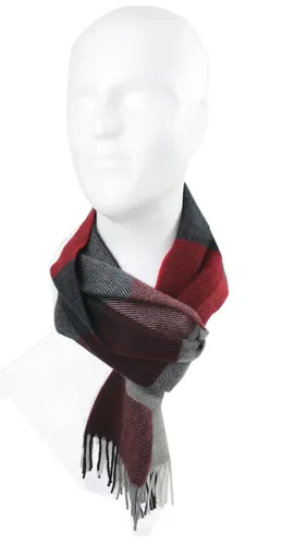 Herrenschal Halstuch Wollschal rot grau kariert Damenschal Made in Germany
