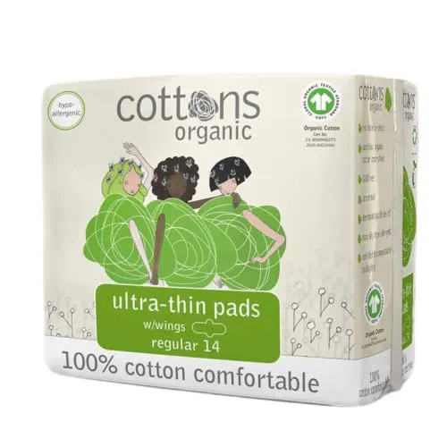 Cottons Ultradünne normale Damenbinden aus 100% Bio-Baumwolle, hypoallergen, atmungsaktiv, Biobinden (1)