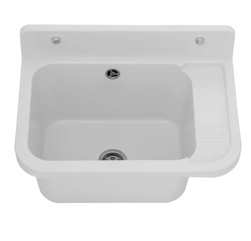 Lavre Waschbecken Vigo, Kunststoff Spülbecken Waschtrog Ausgussbecken, 50x33x21 cm, weiß