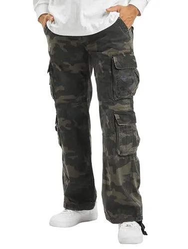 BRANDIT PURE VINTAGE TROUSER CARGOHOSE bis 7XL (Darkcamo) - Wanderhosen mit authentischem Used-Look, verstellbarem Beinsaum und 4 großen Cargotaschen für optimalen Stauraum.