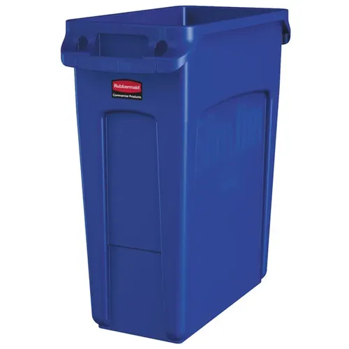 Rubbermaid Slim Jim Mülleimer 60 L blau mit Luftschlitzen - Praktischer Kunststoff-Container mit Luftschlitzen für müheloses Entleeren. Ideal für Haushaltszubehör, mit festen Griffen für einfaches Anheben.