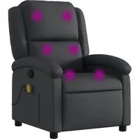 vidaXL Massagesessel Relaxsessel Echtleder Schwarz - Bequemer Massagesessel mit 6 Massagepunkten und manuellem Liegesystem. Genießen Sie stilvollen Komfort in echtem Leder mit praktischer Seitentasche für Fernbedienung und persönliche Gegenstände.