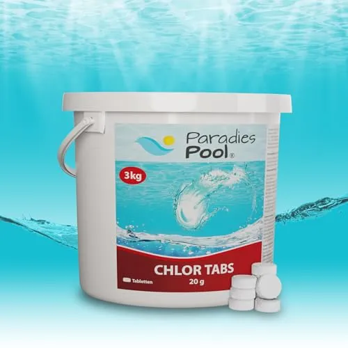 Paradies Pool 3 kg Chlortabletten 20g Desinfektion Chlortabletten für Pool, schnell löslich, Qualität aus Europa