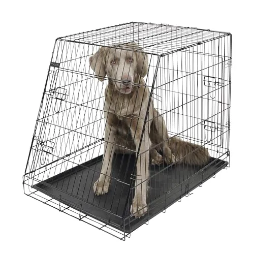 Kerbl Hundekäfig 76x54x64 cm Schwarz - Robuster Hundekäfig mit 2 Türen, ideal für Reisen und einfache Reinigung durch herausnehmbare Wanne
