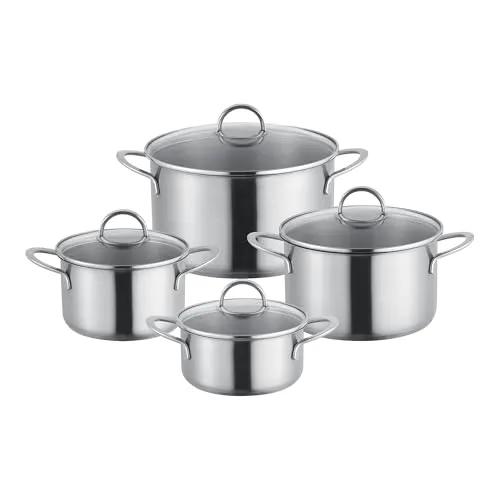 Berndes 4-teiliges Topfset Roma, Kochtopf Set aus Edelstahl, induktionsgeeignet, Töpfe mit Deckel