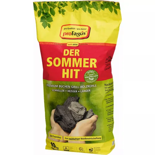 proFagus Der Sommer-Hit Grill-Holzkohle 10 kg - Holzkohle aus hochwertiger Buche, ideal für Grillabende und sorgt für ein intensives Aroma beim Grillen.