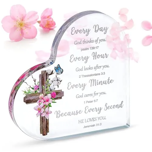 Christliches Geschenk für Frauen Herzförmiges Acryl Plakette Dekoration Dekorative Ornamente Personalisiert Geschenke Inspirierende Geschenke für Frauen Geburtstag Muttertag Abschlussfeier Hochzeit