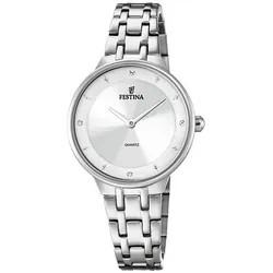 Festina F20600/1 Mademoiselle Damenuhr 31mm - Elegante Silberuhr mit Zirkonia - Damenuhr mit elegantem Design und hochwertigem Edelstahlarmband. Wasserdicht bis 5 ATM, ideal für jeden Anlass. Die Zirkonia-Steine auf dem Zifferblatt machen sie zum echten Highlight.