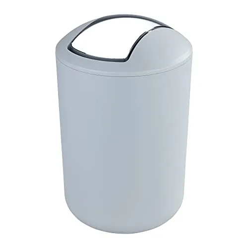 Kosmetikeimer mit Schwingdeckel - Bruchsicherer Badmülleimer (6,5 Liter, Grau) - Abfallbehälter fürs Bad mit 6,5 Liter Fassungsvermögen. Bruchsicheres Material und elegantes Design für hygienische Müllentsorgung.