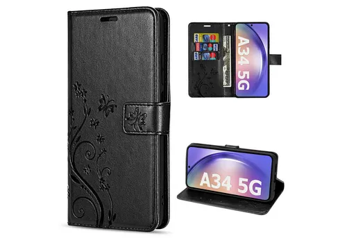 betterfon Handyhülle Handytasche für Samsung Galaxy A34 5G Klapphülle, Bookstyle-Hülle: Magnetverschluss 3 Kartenfächer & Standfunktion