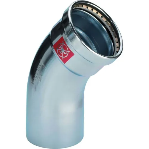 Viega Prestabo Bogen 597696, 76,1 mm, 45 Grad - Sanitärinstallation, robuster Stahl unlegiert mit SC-Contur für zuverlässige Pressanschlüsse und optimale Dichtheit.