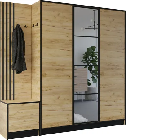 KIER FURNITURE Garderobenschrank Eden 209,6 cm – Modernes Flurschrank-Set mit Sitzbank