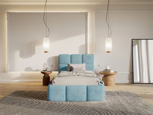 Selsey Kinderbett CLOUDY, Samt wasserabweisend, 90x200 cm - Luxuriöses Kinderbett CLOUDY mit elegantem Samtbezug. Das stabile Metallgestell und der integrierte Lattenrost bieten optimalen Komfort. Perfekt für stilvolle Schlafzimmer und gemütliche Träume.