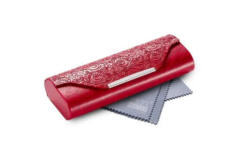 FEFI Brillenetui in Rot mit Chrom-Applikation von FEFI