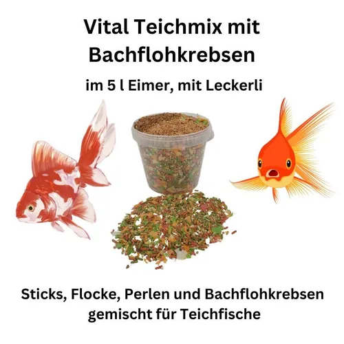Teichmix Fischfutter 5 L im Eimer mit Naturfutter