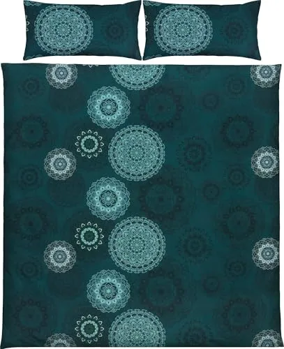 Erwin Müller Bettwäsche Mako-Satin Mandala Petrol 40x80 cm / 200x200 cm - Entspannen Sie mit der Erwin Müller Mako-Satin Bettwäsche im Mandala-Design. Das feinfädige Material sorgt für ein traumhaftes Schlafklima und ist atmungsaktiv. Praktischer Reißverschluss für einfaches Beziehen.