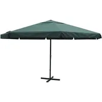 vidaXL Sonnenschirm Alu 500 cm Grün - Ampelschirm für optimalen Sonnenschutz - Sonnenschirm für Terrasse und Garten, UV-beständig und pflegeleicht, ideal für entspannte Stunden im Freien. Stabiler Stand und einfache Montage.