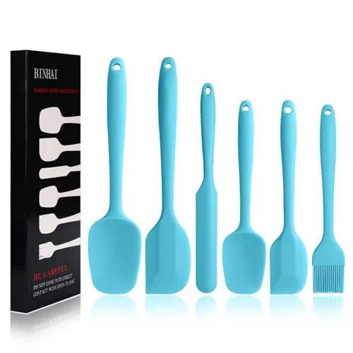 Spatula Silicone, Blaue 6-teiliges Antihaft-Gummispatel Mit Edelstahlkern - Hitzebeständiges Spatel-Küchenutensilien-Set Zum Kochen, Backen Und Mischen