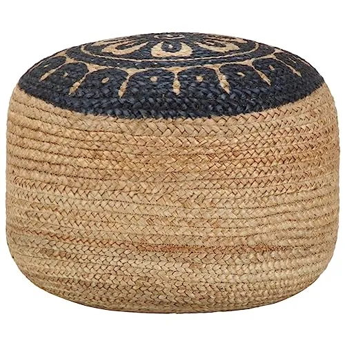 vidaXL Handgefertigter Sitzpuff in Blau - Stilvolle Hocker, handgefertigt aus Jute mit EPS-Perlen für optimalen Komfort – ideal zum Entspannen und als dekorative Ergänzung Ihrer Wohnung.